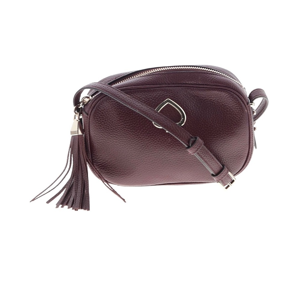 Kate Spade New York Burgundy Pebbled Leather Tassel Camera Bag Crossbody Purse